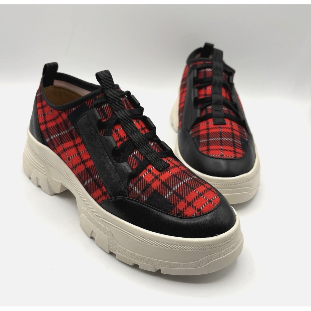 "NEW" LINEA PAOLO Rowen Shoe Women's Size 6 Red Black Slip-On Sneaker NIB